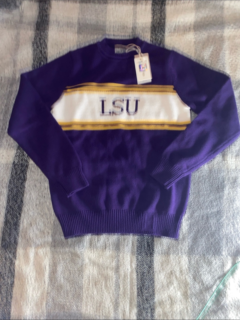 NWT Hillflint LSU Tigers Vintage Style Crew Neck Knit Sweater - Unisex - XS